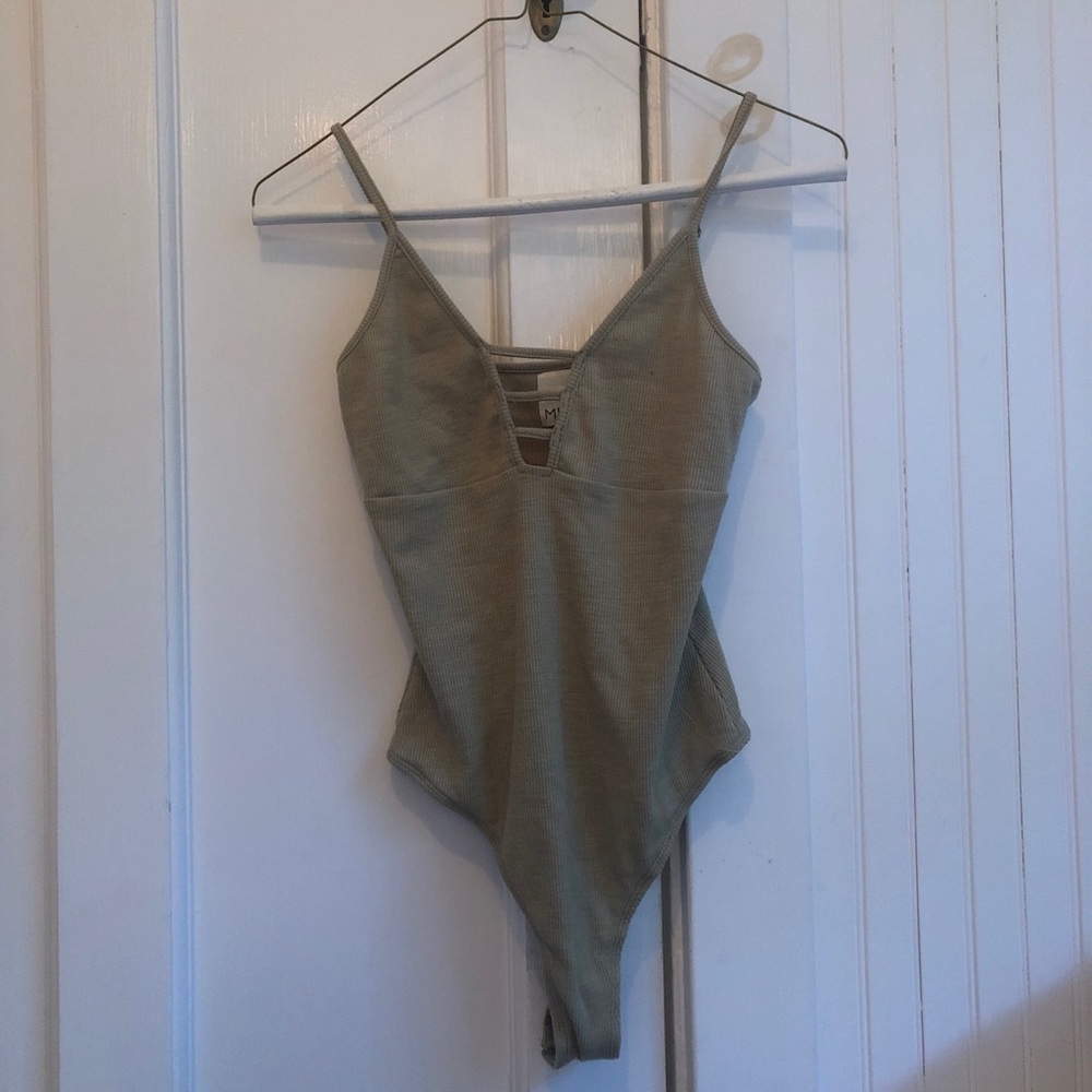 Green ribbed bodysuit